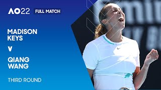 Madison Keys v Qiang Wang Full Match  Australian Open 2022 Third Round [upl. by Nautna]