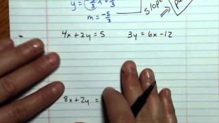 Section 74 Determine whether lines are parallel perpendicular or neither from equations [upl. by Burkhard]