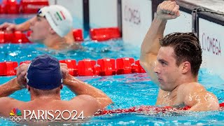 American Bobby Finke sets 1500m WORLD RECORD in wiretowire finale at Paris Olympics  NBC Sports [upl. by Lengel]