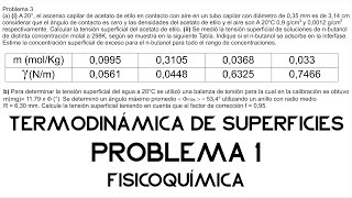 PROBLEMA 1  TERMODINÁMICA DE SUPERFICIES [upl. by Haseena902]