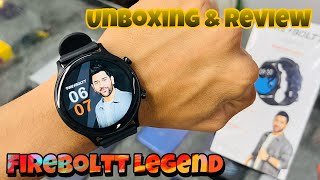 FireBoltt Legend Bluetooth Calling with Round Dial Dual Button Smartwatch review and unboxing [upl. by Hinkle877]