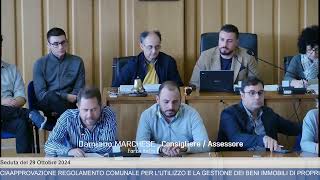 Consiglio Comunale del 291024 APPROVAZIONE REGOLAMENTO PER LUTILIZZO E GESTIONE DEI BENI IMMOBILI [upl. by Soisatsana]