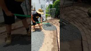 Spreading Roadbase ready for compactor laying synthetic turf goldcoastlife artificialgrass [upl. by Adnam]