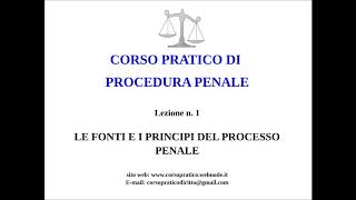 1 LE FONTI E I PRINCIPI DEL PROCESSO PENALE [upl. by Aikahs]