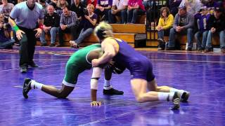 UNI Wrestlings Dylan Peters earns 14th Fall Over KeVon Powell [upl. by Naginnarb92]