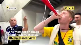 The moment an Israeli settler interrupted an Olympics interview [upl. by Ahsekad]