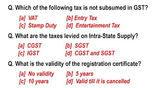 30 IMPORTANT GST MCQ  Goods and Services Tax MCQ  PART 2 [upl. by Romano]