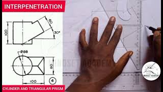 INTERPRETATION OF INTERPENETRATION OF A CYLINDER AND TRIANGULAR PRISM SOLIDS CURVE OF INTERSECTION [upl. by Gilmore252]