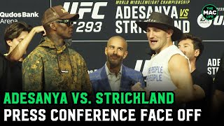 Israel Adesanya vs Sean Strickland Awkward Face Off [upl. by Linea]