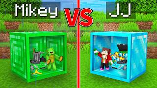 JJs DIAMOND BLOCK vs Mikeys EMERALD BLOCK Survive Battle in Minecraft  Maizen [upl. by Layap353]