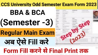 How to Fill CCS University Examination Form 2023  CCSU BBA BCA Semester 3 Exam form fill up [upl. by Wehner177]