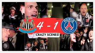 NEWCASTLE UNITED FANS CRAZY CELEBRATIONS AFTER WIN AGAINST PSG Bad Language warning [upl. by Nuhsal501]