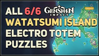 All 6 Watatsumi Island Electro Totem Monument Puzzles Genshin Impact [upl. by Sutelc]