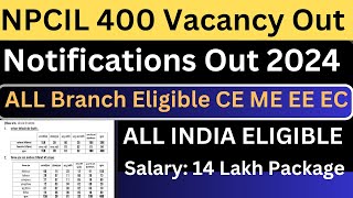 Big Update  NPCIL 400 New Vacancy Notifications out  All Branch eligible  All India Eligible [upl. by Murtagh]