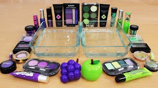 Grape vs Apple  Mixing Makeup Eyeshadow Into Slime ASMR Compilation [upl. by Nasia]