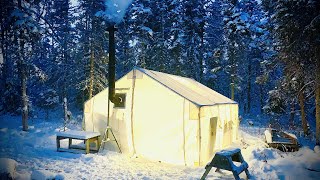 20c WINTER CAMPING SOLO in GLOWING HOT TENT [upl. by Colan256]