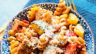 Pasta with sausage patty amp veggies [upl. by Esilec]