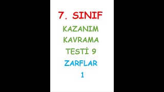 7 SINIF TÜRKÇE DERSİ KAZANIM KAVRAMA TESTİ ZARFLAR 9 TEST [upl. by Enitsirc]