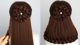 Cute Holiday Hairstyle With Braids Easy  Latest Hairstyle For Long Hair Wedding Guest [upl. by Rohn]