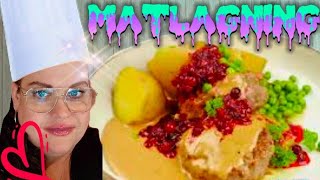 Matlagning pannbiff med potatis och lök med sallad [upl. by Ardnoet589]