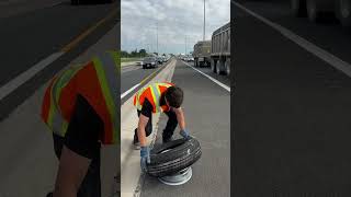 Tire Repair in the MIDDLE of the highway [upl. by Hauck]