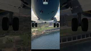 Aircraft bottom viewThrilling Funchal Madeira Landing Pmdg 737  Runway 05 lpma madeira funchal [upl. by Ahsikan]