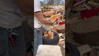 Handsplitting 3 types of wood Honey locust Cherry and Silver Birch woodsplitting firewood [upl. by Sama]