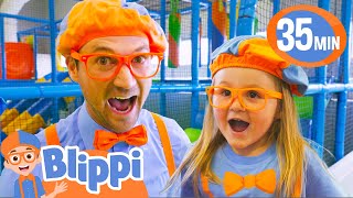 Blippi and Hometown Hero Layla Visit an Indoor Playground  BEST OF BLIPPI TOYS [upl. by Naesar981]