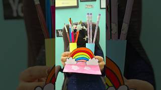 Rainbow🌈 😍Wala Pen Holder🖊  pen holder making Video youtubeshorts shortsfeed viralshort craft [upl. by Thurlough]