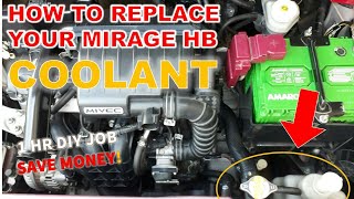 HOW TO CHANGE COOLANT IN MIRAGE HATCHBACK DIY [upl. by Jeniece55]