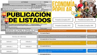 🔴Ya Salieron los listados y fechas de preseleccionados economía Popular emprendimientos [upl. by Egres636]