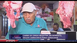 Carne de cerdo registra incremento según carniceros Feria Ganadera [upl. by Lodi]