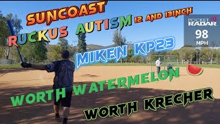 2022 Suncoast Ruckus Autism 🧩 Worth Watermelon 🍉 and Krecher Miken KP23 slowpitchsoftball [upl. by Beetner129]