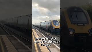 220003 amp 220009 passing Highbridge amp Burnham trains youtubeshorts trainspotting class220 [upl. by Eerbua867]