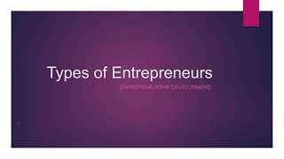 Types of Entrepreneurs Entrepreneurship Development  UGC NET management Simple Notes Tamil [upl. by Olivero]