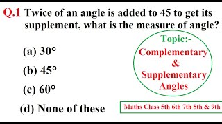 MCQ With Complementary amp Supplementary Angles Pair of Angles Method Trick Solution CTET2021 [upl. by Gio]