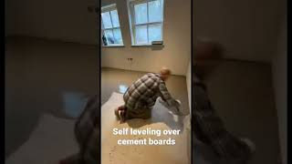 Self leveling over cement boards [upl. by Atikihc119]