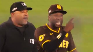 Baseball Thrown at Jurickson Profar by Dodgers Fan Game Delayed  Dodgers Padres 2024 MLB Highlights [upl. by Guenzi38]