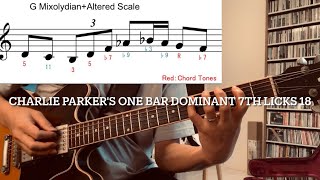 Charlie Parkers one bar dominant 7th licks 18  Backing track [upl. by Ojoj45]