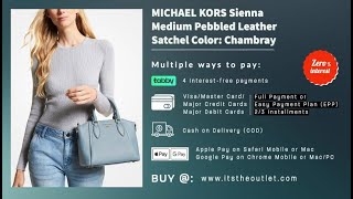 MICHAEL KORS Sienna Medium Pebbled Leather Satchel Color Chambray [upl. by Rise]