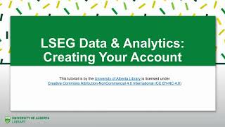 LSEG Data amp Analytics Creating Your Account [upl. by Bach]