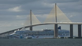 Norwegian Dawn Under Sunshine Skyway Bridge Tampa [upl. by Adelbert]