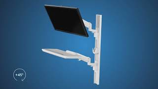 Ergox EAMED022 Wall Mounted Workstation Gas Spring Arm Monitor with Keyboard Tray [upl. by Yldarb]