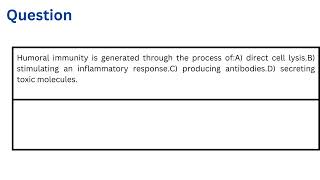 Humoral immunity is generated through the process of [upl. by Parks228]