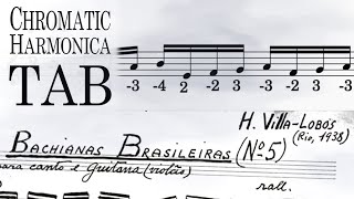 Heitor VillaLobos  Bachianas Brasileiras No 5  Chromatic Harmonica Score  Tab No 48 [upl. by Obie868]