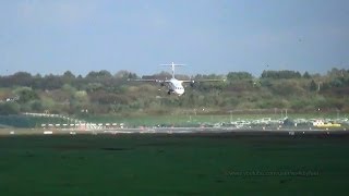 Storm quotChristianquot landing with gusts up to 64 kts from an ATR 72 at Hamburg Airport [upl. by Ainnat104]