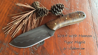 Custom Knife Making  Tiger Maple 1084 Steel Hamon  Finishing [upl. by Aridnere113]