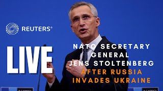 LIVE NATO SecretaryGeneral Jens Stoltenberg speaks after Russian forces invade Ukraine [upl. by Dallon470]