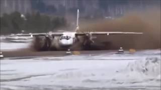 An Antonov AN124 takeoff on a slush runway by SimplePBL [upl. by Llehsyar]