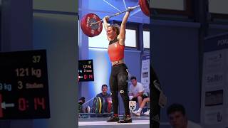 Nina Sterckx 59kg 🇧🇪 121kg  267lbs CampJ PR cleanandjerk weightlifting slowmotion [upl. by Ping]